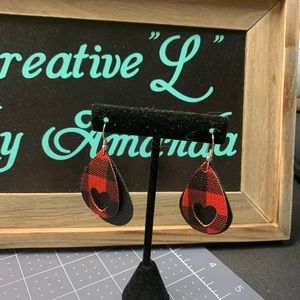 Valentine Earrings Buffalo Plaid